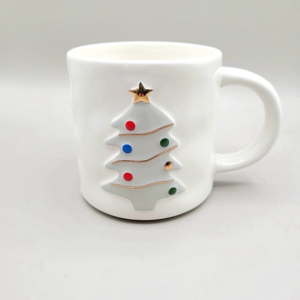 Festive Voice White Mug with Colorful Christmas Tree in the Front, New